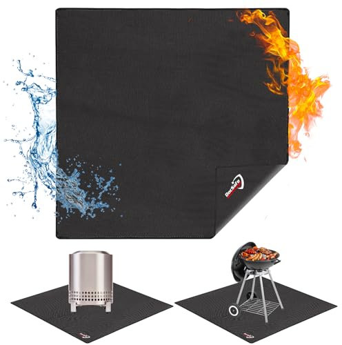 DocSafe 40 Square Under Grill Mat, Fireproof Mat 4 Layers Pad Protect for Deck Patio Grass Outdoor Wood Burning Fire Pit and BBQ Smoker,Portable Reusable and Waterproof,Black