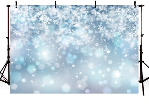 AIBIIN Winter-Schneeflocken-Fotohintergrund, Glitzer, Eis, Schnee, fallender Hintergrund, Neujahr, Geburtstag, Party, Dekoration, Banner, Babyparty, Portrait, Foto-Requisiten, 2,1 x 1,5 m