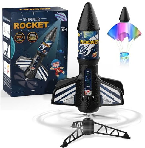 Mafbeanl Rocket Launcher for Kids, Self Launching Motorized Air Rocket Toy, Outdoor Toys for Ages 8-12, Model Rockets with Parachute Safely Land, Spaceship Launch up to 200 ft Birthday Gifts for Boys