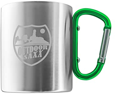 Outdoor Saxx Gobelet en acier inoxydable avec poignée mousqueton et gravure laser (vert)