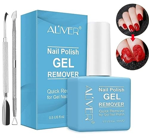 Gel Nail Polish Remover (15ML)- Professional Gel Remover For Nails With Cuticle Pusher, Gel Nail Remover, Remove Gel Polish in 2-3 Minutes, Safe And Quick DIY Home