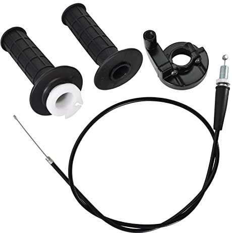 Disnace Gasgriff mit Kabel, Aluminium Gaszuggriff mit Kabel, 7/8 Zoll Motorrad Griffe Universal Motorrad Lenker Gasdrehgriff Twist Kabel Griffgummi Satz für 50-251cc Motocross, Quad ATV, Schwarz