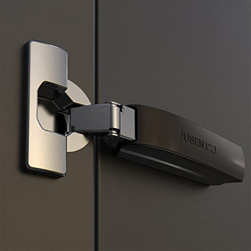 Zayin 2 Pack Black Contemporary Cabinet Hinges with Screws, Nickel Plated, Slow Close, Adjustable, Built-in Damper