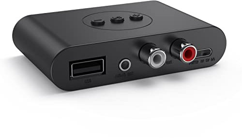Receptor NFC Bluetooth 5.2, Receptor Bluetooth para Sistema de Sonido de Transmisión de Música, Conector 2RCA de 3,5 Mm Compatible con Adaptador USB de Reproducción de Disco U