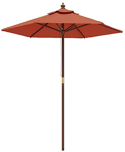 vidaXL Parasol de jardin avec mât en bois terre cuite 196x231 cm, parasol, parasol d'extérieur, parasol de patio, parapluie, parasol de terrasse