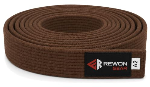 REWON Cintura da Karate BJJ - Cintura Brasiliana da Jiu Jitsu 100% Cotone per Sport da Combattimento, Taekwondo, Judo e Arti Marziali. Cintura da Ju Jitsu per Uomo e Bambino in Bianco e Nero