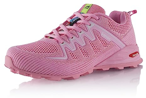 Fusskleidung® Damen Herren Wanderschuhe Atmungsaktive Trail Running Trekkingschuhe Rosa EU 41