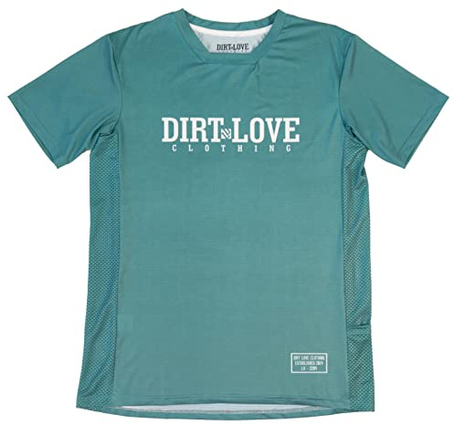 Dirt Love Clothing Unisex Jersey Recyceld Polyester MTB Shirt, Alpine Green - Türkis, L, DL100-03