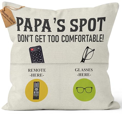 CROWNLY CRYSTAL® Papa's Spot Weihnachts Deko Geschenke für Männer Personalisierte Geschenke für Papa Eltern Deko Geburtstag Kissen Mit Taschen Geschenke für Männer Lustig