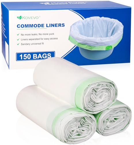 150 Stück Nachttisch-Einlagen für Töpfchensessel, Einweg-Toilettenbeutel, tragbare Toiletteneinlagen, passend für alle Standard-Toilettenstühle für Erwachsene, WC-Eimer, Töpfchen, Bettpfanne in der