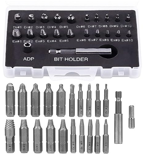 Yakamoz 22-teiliges Mini-Schraubenausdreher-Set für beschädigte Schrauben, Entferner für kleine abisolierte Schrauben, einfach zu entfernen, Werkzeug zum Entfernen von rostigen Schrauben, Werkzeug zum