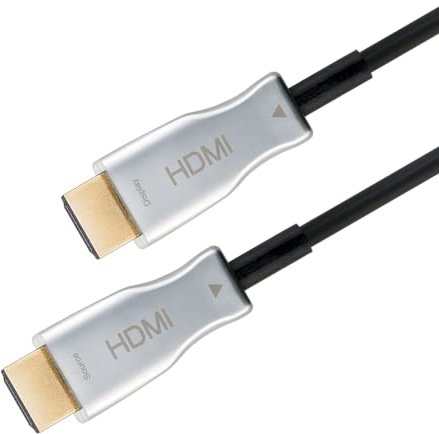 Goobay 65567 Aktives Optisches Hybrid HDMI Kabel AOC / 4K @ 60 Hz UHD High Speed HDMI Anschlusskabel mit Ethernet / 18 Gbits Glasfaserkabel/Schwarz / 20m