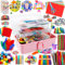 URBZUE Bastelkoffer Kinder, 3000+Stücke Bastelsets für Kinder ab 5 6 7 8 Jahre zum DIY Basteln, Tortenteller Scrapbooking Bastelzubehör Bastelmaterial Set im Bastelbox Geschenke zu Weihnachten