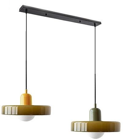 GGBBJJ Grand luminaire Suspendu en Verre Vert à 2 lumières, Lustre Moderne du Milieu du siècle, Lampe Suspendue de Ferme Vintage, Lampe d'îlot de Cuisine sur évier, Chambre à Coucher, Salle à Manger,