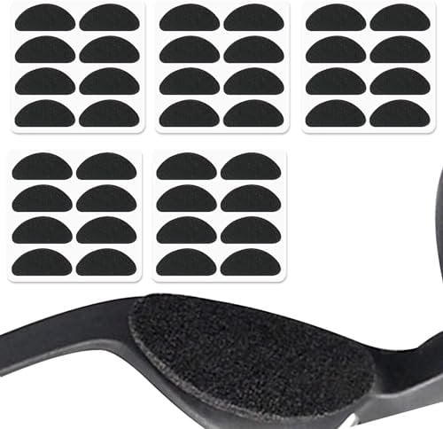 20 Pairs Eyeglass Nose Pads,D-Shape Soft Foam Self-Adhesive Nose Pads,Anti-Slip Sponge Glasses Nose Pads,Soft Foam D Shape Anti Slip Nose Pads,Anti Slip Nose Pads for Sunglasses, Glasses (Black)