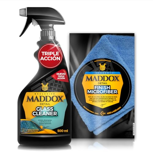 Maddox Detail - Pack Esencial de Limpieza para Cristales de Vehículos | Limpiacristales y Espejos | Elección Ideal para Amantes del Detailing | Kit limpieza coche Glass Cleaner y Multi-Uso Microfiber