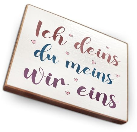 Magnet aus Buchenholz Kühlschrankmagnete mit Sprüchen (Ich deins du meins wir eins)