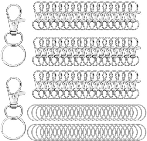 Oenothera 100 Stücke Schlüsselanhänger Clip Haken, Schlüsselringe, Kleiner Metall-Drehgelenk für Schmuck DIY Handwerk Schlüsselbund