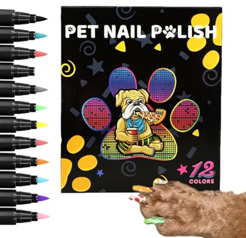 12 Color Nail Polish Pen - Dog Nail Polish Pen | Dog Safe Paint For Nails | Nail Art Manicure For Dogs Creative Pet Nail Polish Set For Dogs Nail Beauty Easy To Remove Pet Nail Art Tool