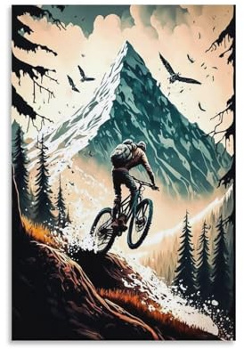 QZFNCOYU Downhill Vintage-Poster, abstrakt, Sport, Mountainbike, Reiten, Kunst (5), Leinwand-Poster, Schlafzimmer, Dekoration, Landschaft, Büro, Raumdekoration, Geschenk, 30 x 45 cm