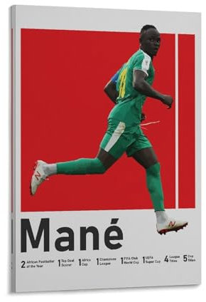 QZFNCOYU Sadio Mane Senegalesischer Stürmer Spieler, Kunstposter, Leinwandposter, Wandkunst, Dekordruck, Bild Gemälde für Wohnzimmer, Schlafzimmer, Dekoration, 20 x 30 cm