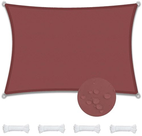 Tenda parasole, 1,5 x 5,5 m, rettangolare, impermeabile, blocco UV, baldacchino da giardino, con corda e anello a D, traspirante, vela pergolata per esterni, giardino, patio, cortile, prato