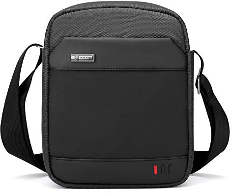 BAIGIO Men's Shoulder Bag Small Crossbody Handbag Mens Nylon Messenger Package Oxford Business Sack Black Men's Casual Package Shoulder Bag With Pockets Mens Crossbody Sack for Work Travel Outdoor A
