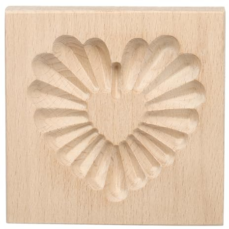 QUARKZMAN Holzplätzchenform 10x10cm Holzplätzchenform Herz Sandwich Geschnitztes Backplätzchenwerkzeug Plätzchenpresse Stempel