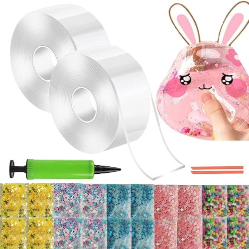 GENERISCH Nano Tape Seifenblasen-Set Umweltfreundlich wiederverwendbar Perfekt zum Stressabbau Basteln Spielen Inklusive Luftballons Nano-Tape für Partys Feste DIY-Spaß (Clear, One Size)