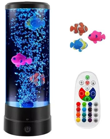 Viviheyday LED Bubble Fisch Lampe Säule, Aquarium Lavalampen Fischlampe, RGB Lava Lamp mit Fernbedienung, 16 Farben Und 4 Modi Lavalampe Kinder, für Büro, Zuhause, Geschenke (Schwarz)