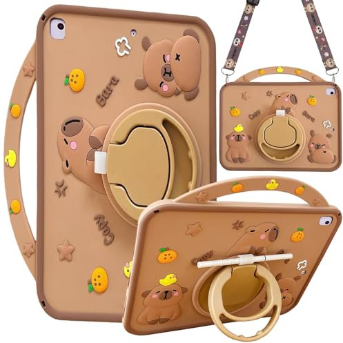 A-BEAUTY Funda Niños Compatible con iPad 9ª/8ª/7ª Generación 10.2 Pulgadas 2021/2020/2019 / Air 10.5 (3.ª Gen) 2019 / Pro 10.5 2017, Correa para el Hombro, Capybara