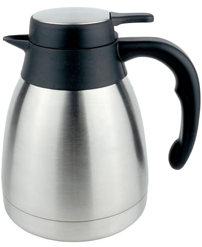 Pioneer Vacuum Interior Coffee Carafes, Stainless Steel, Satin Finish, Flat Stainless Steel lid, 1 Litre, Silver