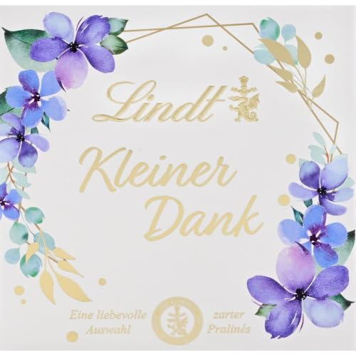 Lindt Schokolade | Kleiner Dank Pralinés, 40g Schachtel, Pralinen Geschenk | Cœur à l’Orange, Marzipan-Gianduja, Marc de Champagne-& Amaretto-Trüffel, alkoholhaltig, Dankeschön, Confiserie-Spezialität