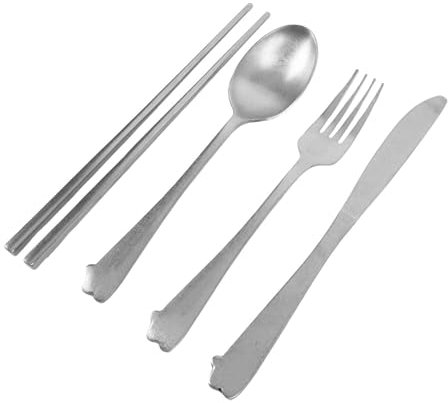 Generic Tavoli in Acciaio Inossidabile Set d'Argento Tacchetti Argento in retrò Posate Antiche Tavolo da Tavolo Portatile per Esterno, Posate