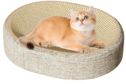 Ovales Sisal Katzen Kratzbrett, 2 in 1 Katzenkratzbretter Schüssel Nest Lounge kratzmatte Kratzpappe für Katze Katzen Spielzeug Kratzmöbel Kratzsofa Für Wohnzimmer Schlafzimmer Boden