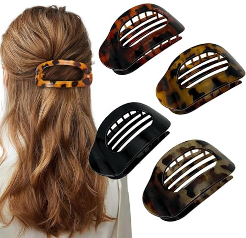 Flache Haarklammern für Damen & Mädchen, Elegante Entenschnabel-Haarspangen 2025, Einfache Haarklammern für Dickes & Dünnes Haar, Haaraccessoires (4pcs-C)