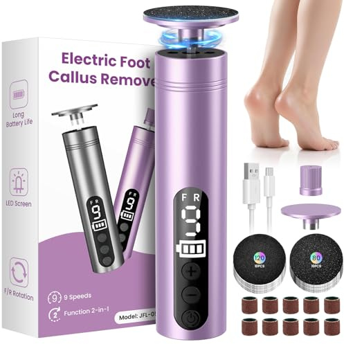 Pedicure Elettrico Professionale Piedi, Rimuovi Calli Piedi Elettrico a 9 Velocità, Ricaricabile Lima Elettrica per Piedi e Talloni, Fresa Calli e Duroni Piedi per Secca Dura Pelle Morta e Duroni