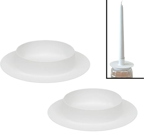 Kerzenhalter für Einweckglas - 2er Set - 2-in-1 Design für Stumpen- und Stabkerzen - Weiss - zum Basteln - Metall-Kerzenständer - Deko für Glas