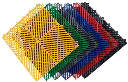 Dalles De Sol Modulaires Emboîtables 40 X 40 X 1,8 Cm, Tapis De Sol De Garage Robustes En Polypropylène, Drainage For Stations De Lavage De Voitures(Black,8 pieces)