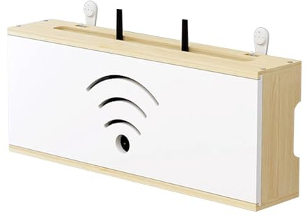 MNOIINM Box to Hide WiFi Router, WiFi Box Cover for Storage of Internet Cables, Wires, Routers, TV Set-Top Boxes etc, Solid Wood Router Cabinet for Living Room Bedroom