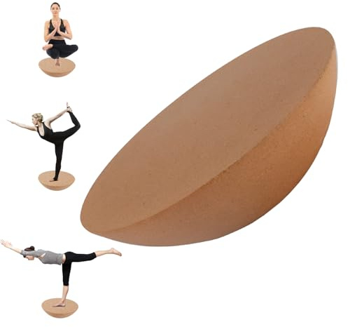 Balancebrett, Balancebrett aus Holz für Erwachsene, Balance-Trainer mit Korkrolle, Korkhalbkugel und Gummiball, Balance-Trainer mit rutschfester Oberfläche