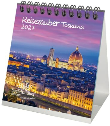 Reisezauber Toskana Tischkalender 10x10cm für 2027 Florenz Urlaub Mediterran Italien - Seelenzauber