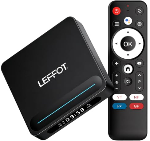 Android 14.0 TV Box 2026, LEFFOT L1 4K TV Streaming Box, 2GB RAM 16GB ROM | IP-TV Box mit Sprachsteuerung, 2.4G & 5G WiFi 6, 100M Ethernet, BT 5.4, RK3518 Quad-Core A53