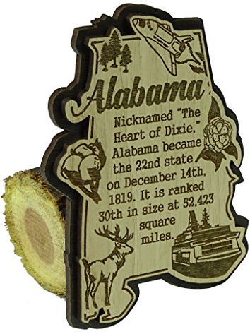 Printtoo USA Alabama State Map Wooden Magnet Souvenir Fridge Magnet Gift