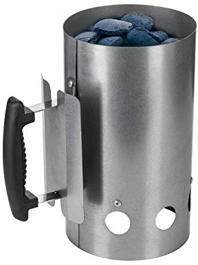 Genius BBQ Anzündkamin 16,5 x 27,5 cm - Grillkohleanzünder aus Edelstahl mit Hitzeschild zum Schutz vor Verbrennungen | Kohle-Anzünder für Holzkohle-Grill mit Sicherheitsgriff