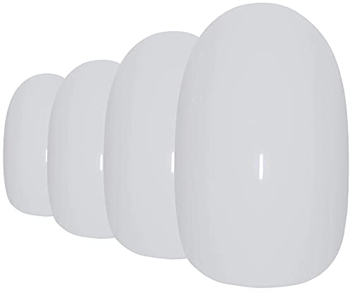 Faux Ongles Bling Art Blanc Brillant Ovale 24 Moyen Faux bouts d'ongles acrylique avec colle