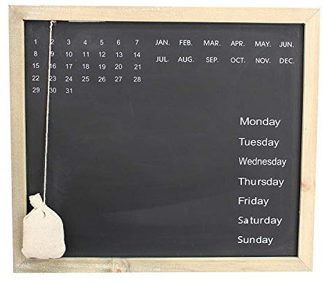 Royal Brands Kreidetafel-Kalender, Holzrahmen, Kreidetafel, tägliche Nachricht, Wandkalender, dekorativ, rustikaler Look, Familie, Tafel, Aufgabenplaner, Zuhause, Büro oder Klassenzimmer (rechteckig)