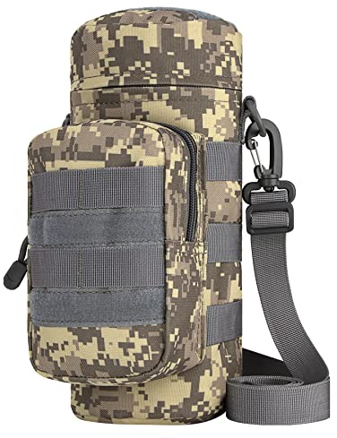 IronSeals Military Tactical Molle Water Bottle Pouch Holder H2O Hydration Carrie Pouch Bag for Outdoor Activities with Shoulder Strap