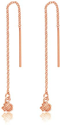 DTP Silver - Orecchini da Donna a catena e pendente a forma di Nodo - Argento 925 Placcato in Oro Rosa 18K