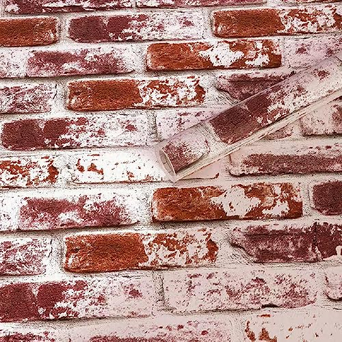 picturado 10 m x 45 cm Tapete Folie 3014 selbstklebend Ziegel rot weiß